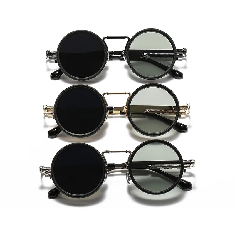 SHAUNA Metal Round Punk Sunglasses, ND9 Adjustable Dimming, Polarized UV400 Outdoor Fashion Glasses for Men & Women