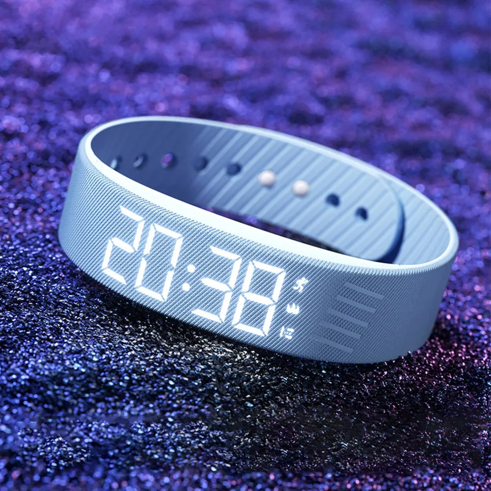 LED Digital Vibrating Alarm Watch – Waterproof, Adjustable Snooze, Built-In Pedometer