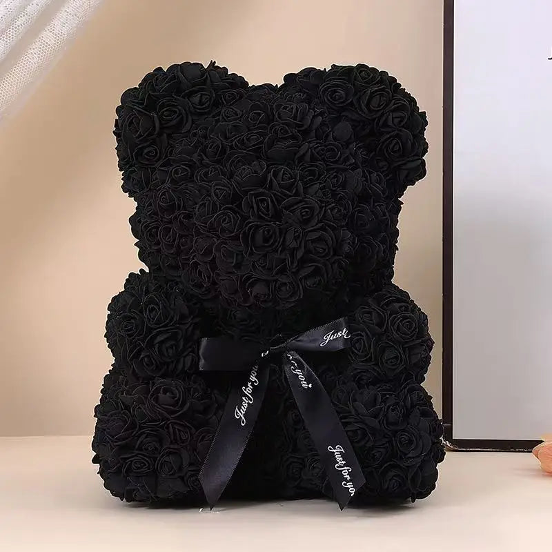 Artificial Rose Flower Teddy Bear 25cm with Box – Valentine’s Day Romantic Gift for Girlfriend, Anniversary, Wedding Party