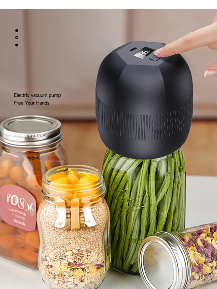 Automatic Electric Mason Jar Vacuum Sealer – Mini Pump Machine with Lids for Kitchen Food Storage