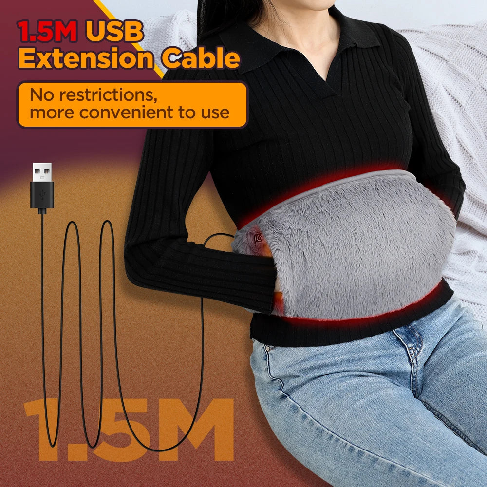 Electric Heating Belt Waist Warmer – USB Rechargeable Hand Warmer & Hot Compress Pad for Abdomen, Lumbar & Menstrual Relief