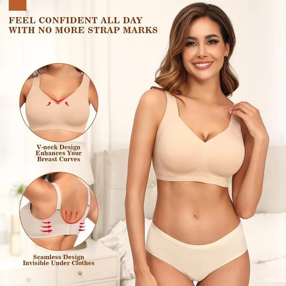 Women’s Seamless Wireless Jelly Bra, Push-Up Full Coverage Supportive Bralette