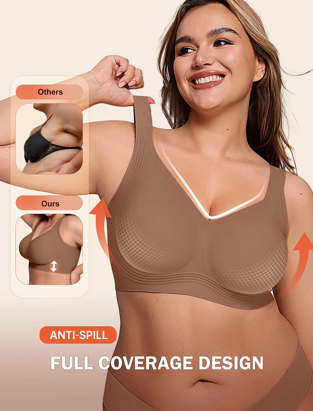Women’s Seamless Wireless Jelly Bra, Push-Up Full Coverage Supportive Bralette
