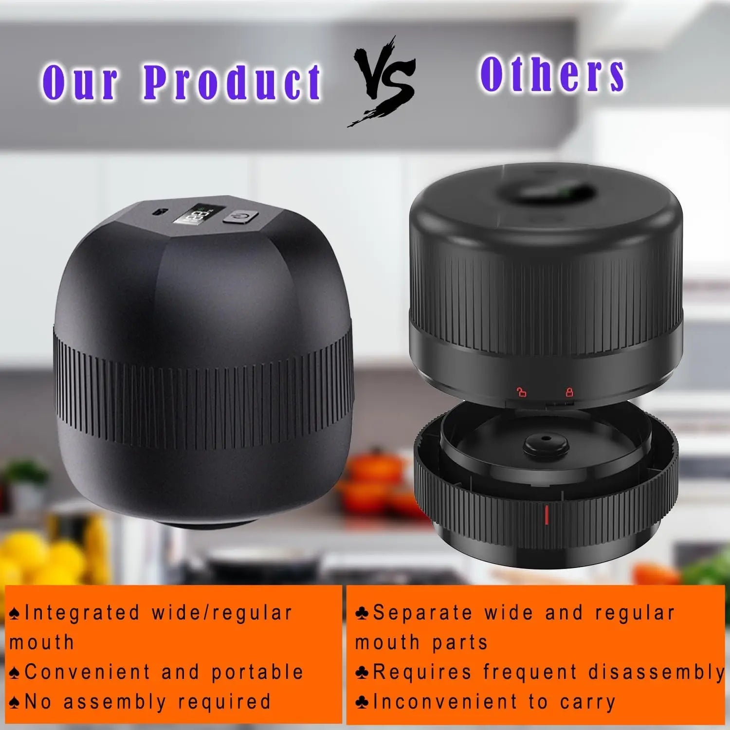 Automatic Electric Mason Jar Vacuum Sealer – Mini Pump Machine with Lids for Kitchen Food Storage