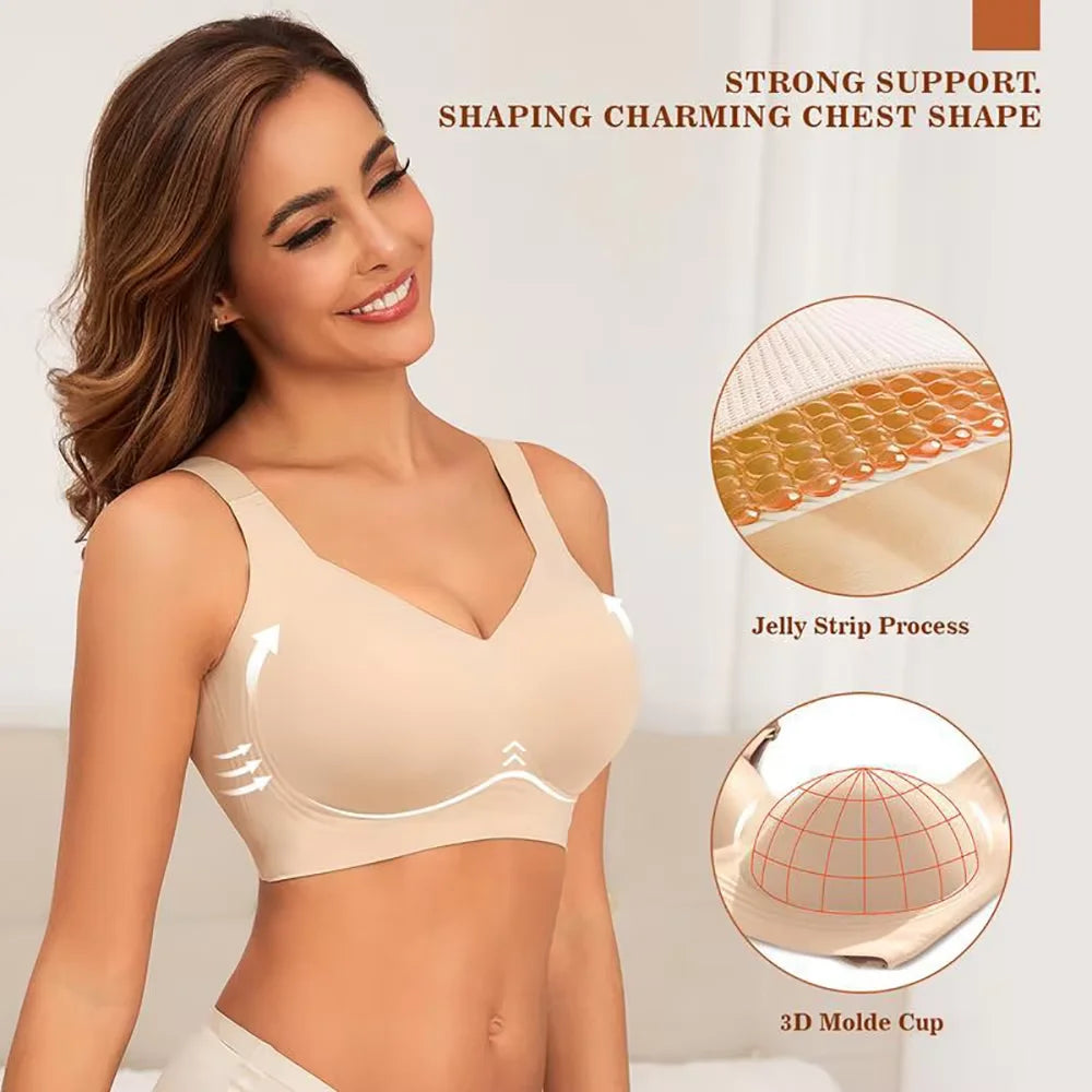 Women’s Seamless Wireless Jelly Bra, Push-Up Full Coverage Supportive Bralette