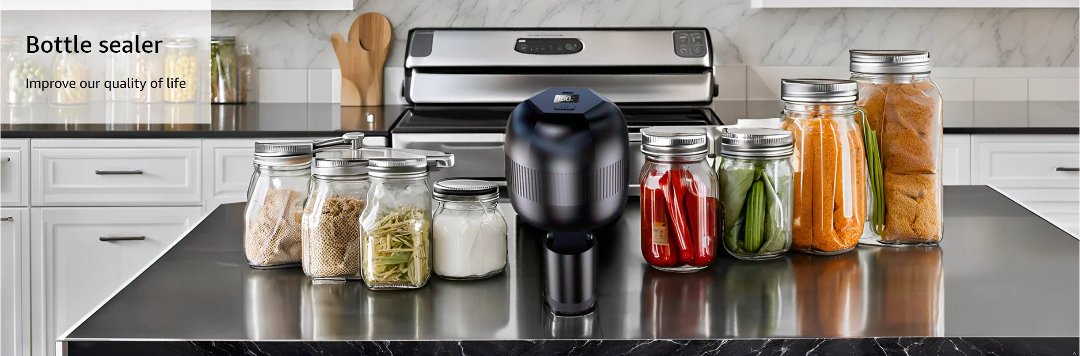 Automatic Electric Mason Jar Vacuum Sealer – Mini Pump Machine with Lids for Kitchen Food Storage