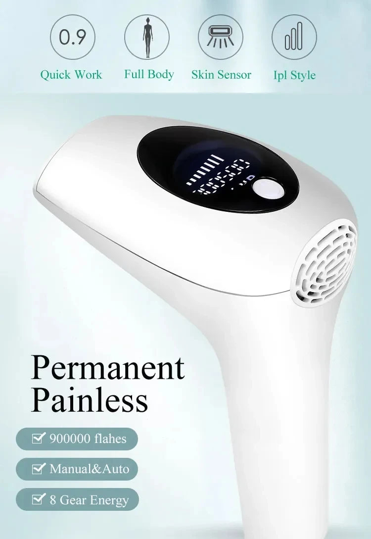Professional IPL Hair Removal Instrument – 900,000 Flashes, Painless Permanent Hair Reduction for Full Body