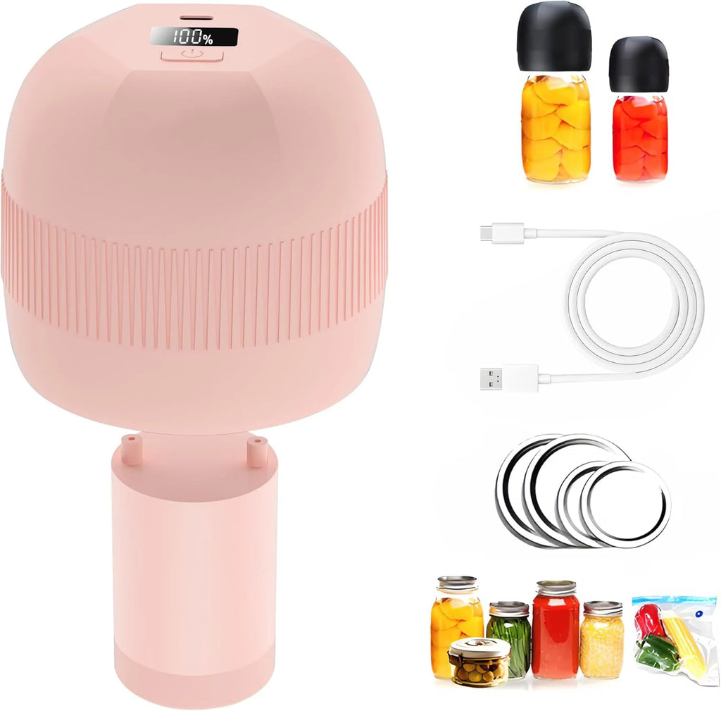 Automatic Electric Mason Jar Vacuum Sealer – Mini Pump Machine with Lids for Kitchen Food Storage