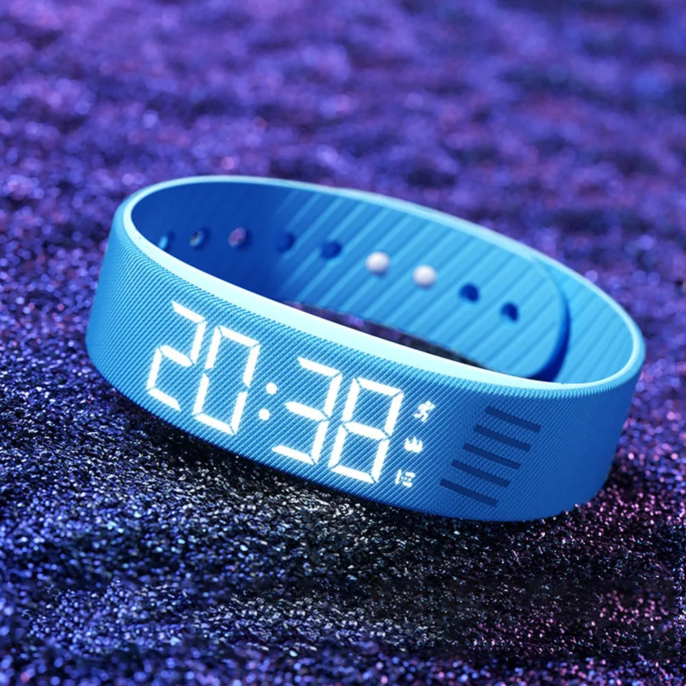 LED Digital Vibrating Alarm Watch – Waterproof, Adjustable Snooze, Built-In Pedometer