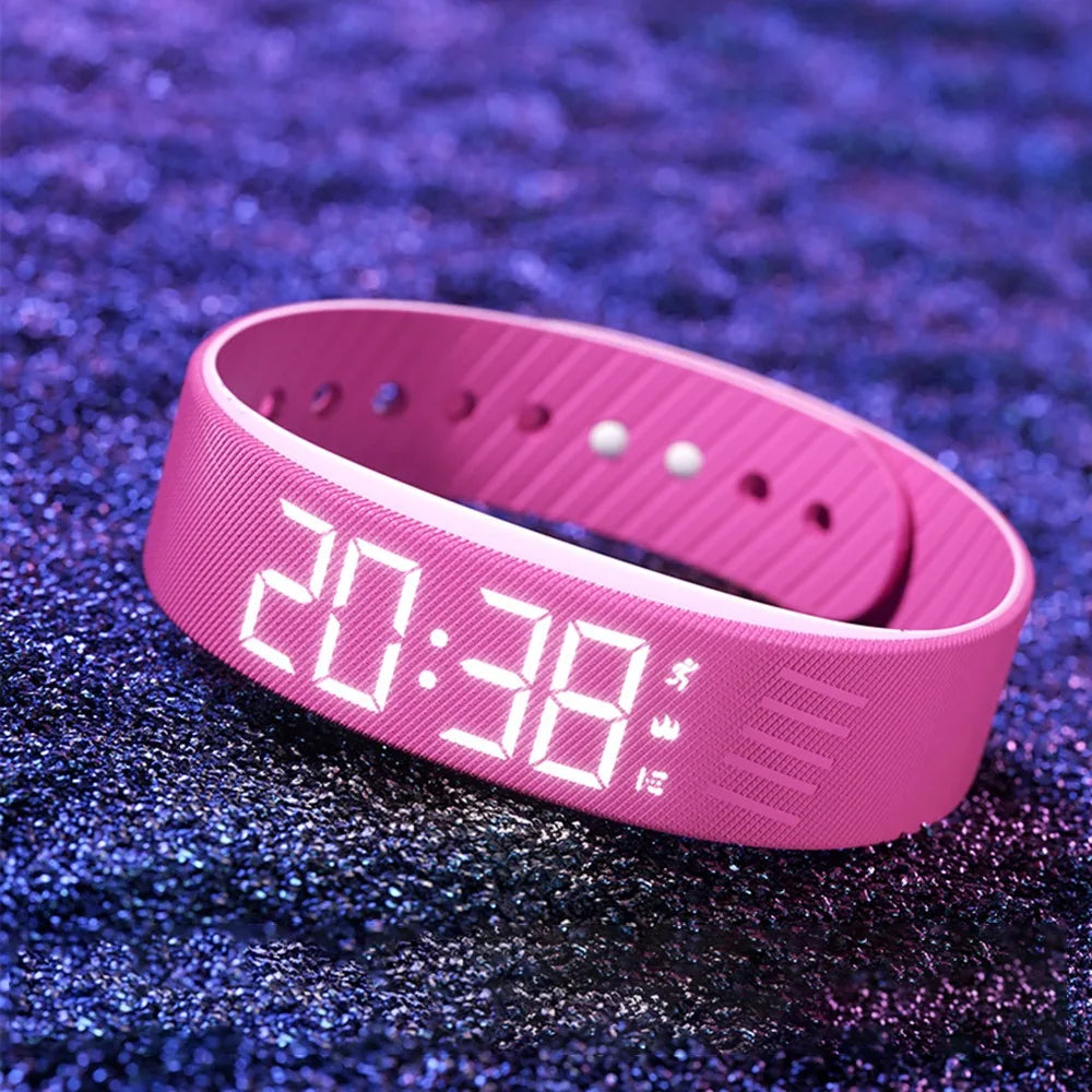 LED Digital Vibrating Alarm Watch – Waterproof, Adjustable Snooze, Built-In Pedometer