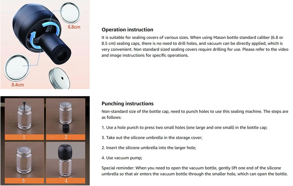 Automatic Electric Mason Jar Vacuum Sealer – Mini Pump Machine with Lids for Kitchen Food Storage