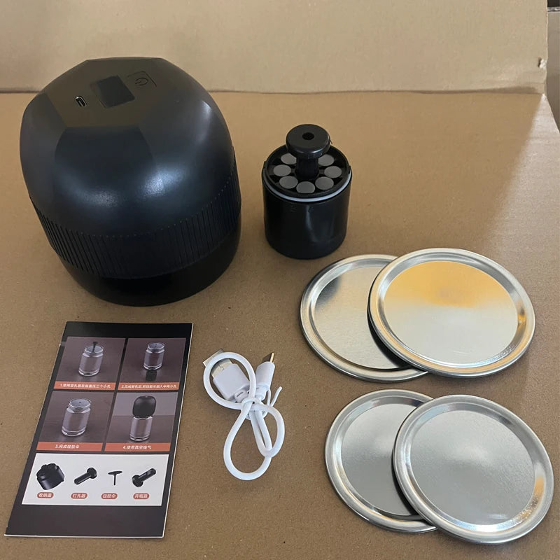 Automatic Electric Mason Jar Vacuum Sealer – Mini Pump Machine with Lids for Kitchen Food Storage