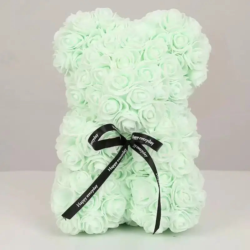 Artificial Rose Flower Teddy Bear 25cm with Box – Valentine’s Day Romantic Gift for Girlfriend, Anniversary, Wedding Party