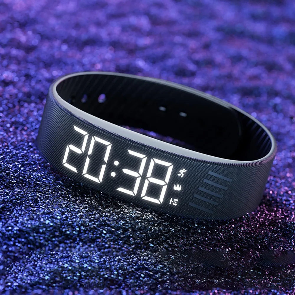 LED Digital Vibrating Alarm Watch – Waterproof, Adjustable Snooze, Built-In Pedometer