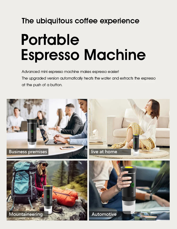 Wireless Portable Espresso Coffee Maker – 3-in-1 Capsule & Ground Coffee Machine for Car, Home & Camping