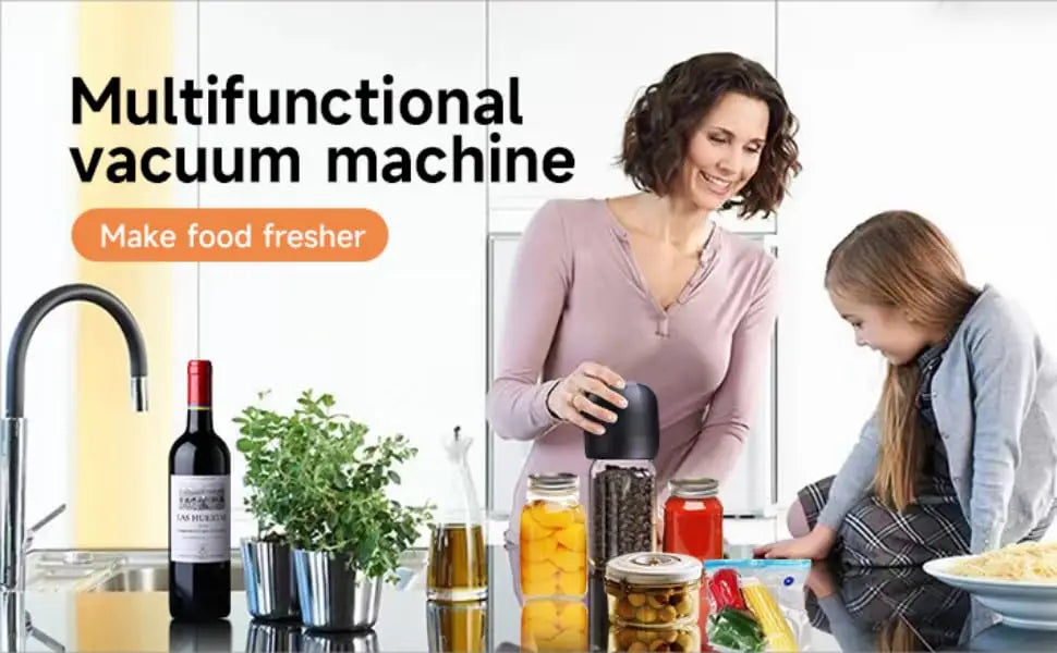 Automatic Electric Mason Jar Vacuum Sealer – Mini Pump Machine with Lids for Kitchen Food Storage