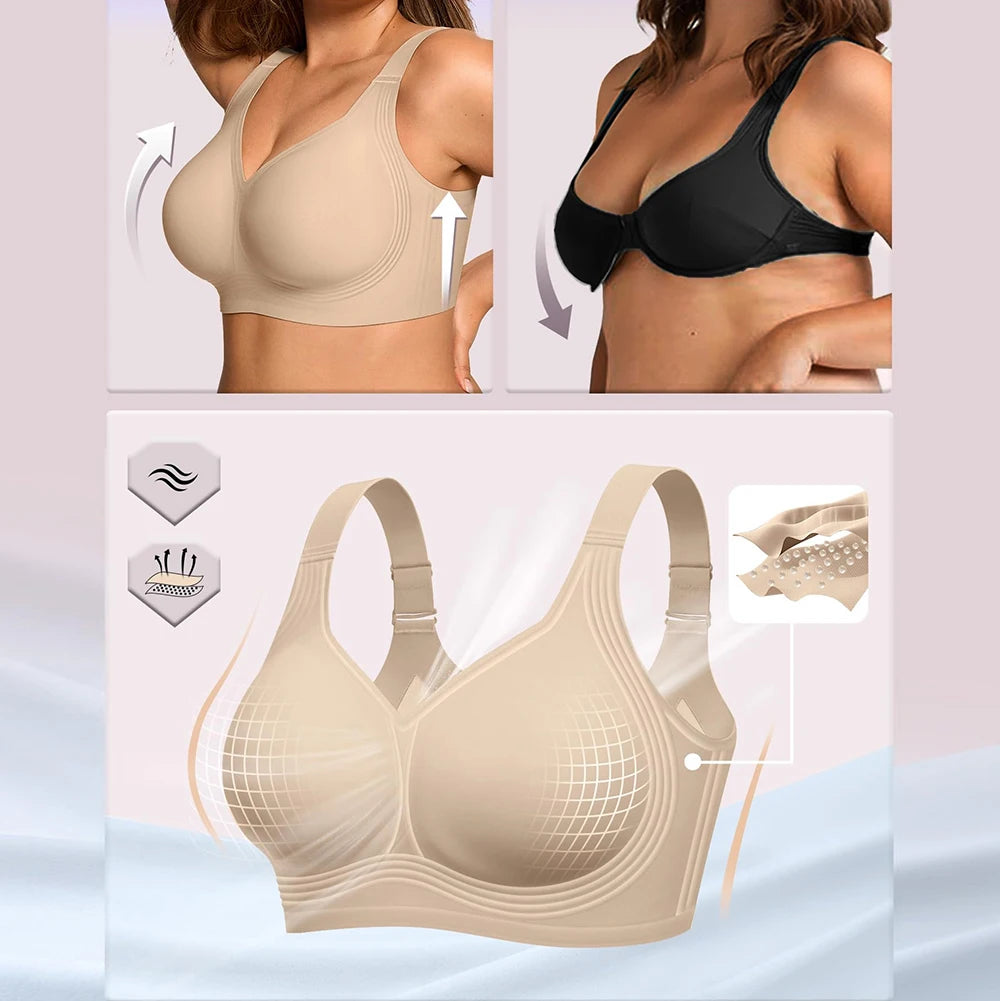 Women’s Seamless Wireless Jelly Bra, Push-Up Full Coverage Supportive Bralette