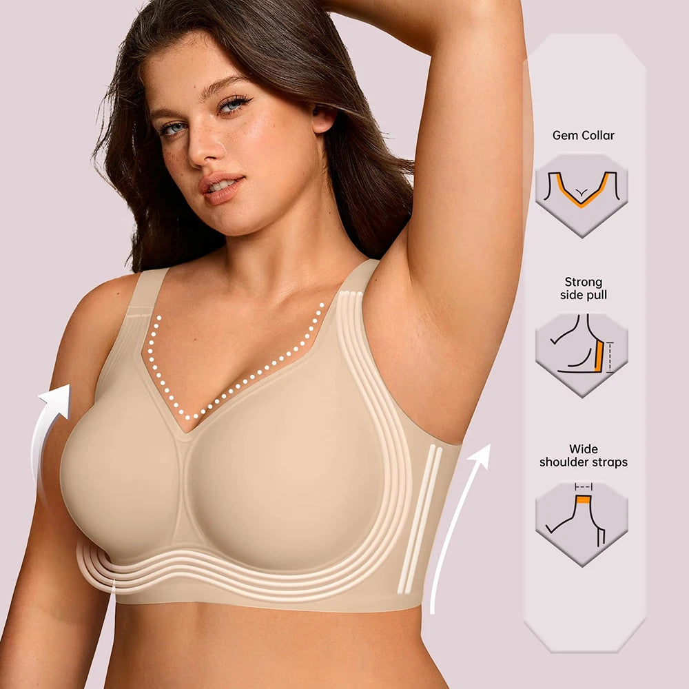 Women’s Seamless Wireless Jelly Bra, Push-Up Full Coverage Supportive Bralette