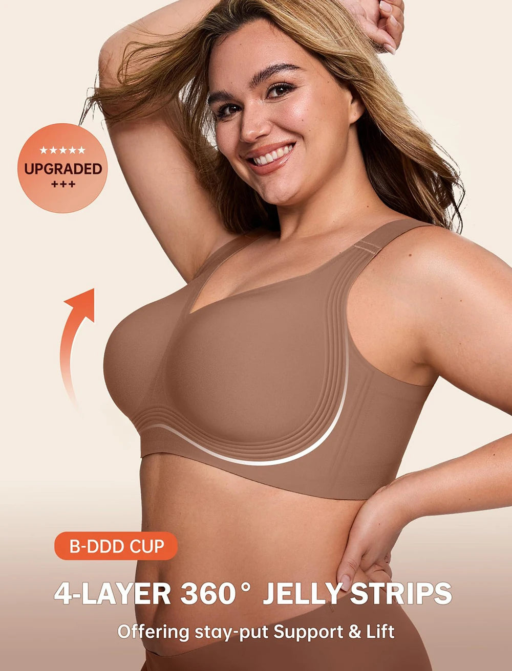 Women’s Seamless Wireless Jelly Bra, Push-Up Full Coverage Supportive Bralette